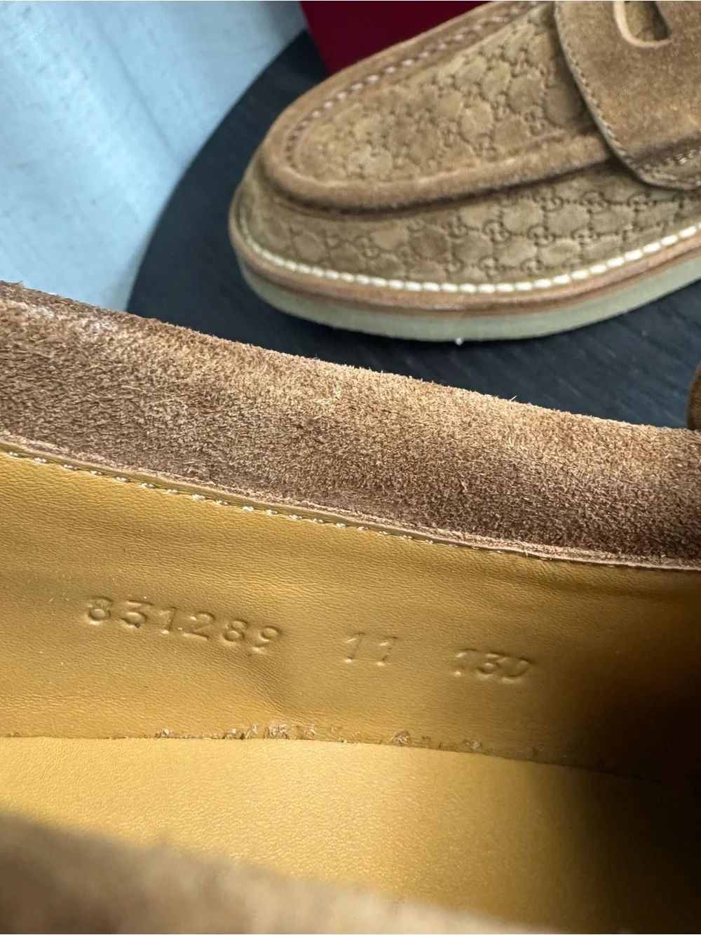 Gucci Moreau GG Monogram Penny Loafers Brown Suede 12